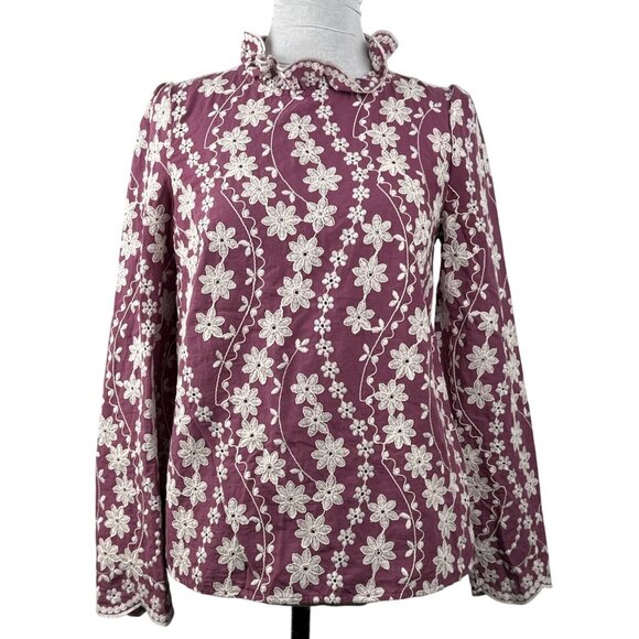 Floral Embroidered Blouse - Purple - Picture 3 of 12